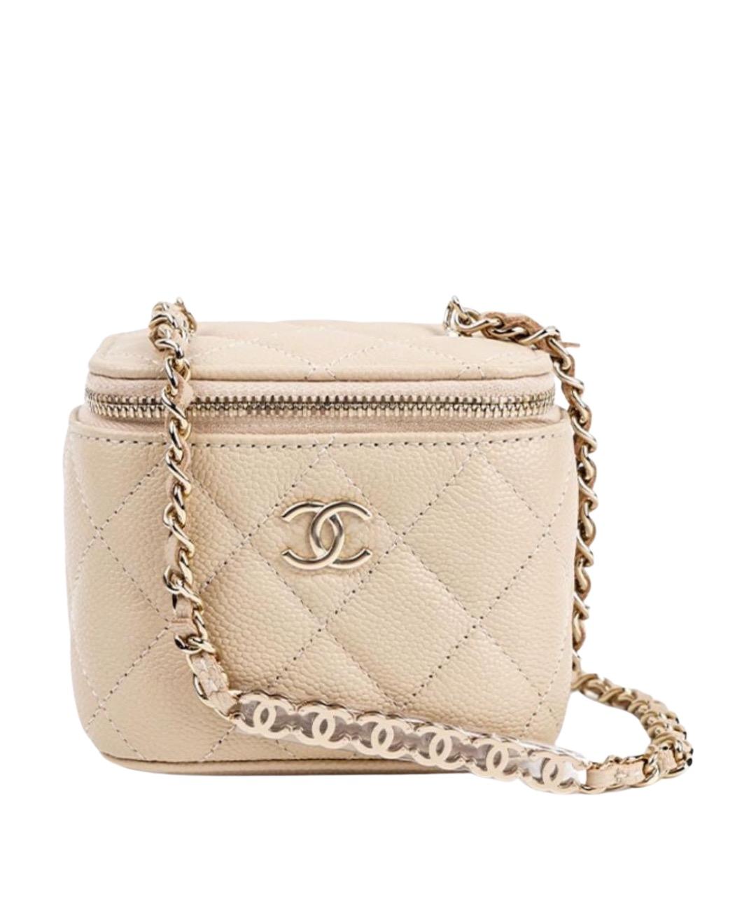 CHANEL Бежевая кожаная сумка через плечо, фото 1