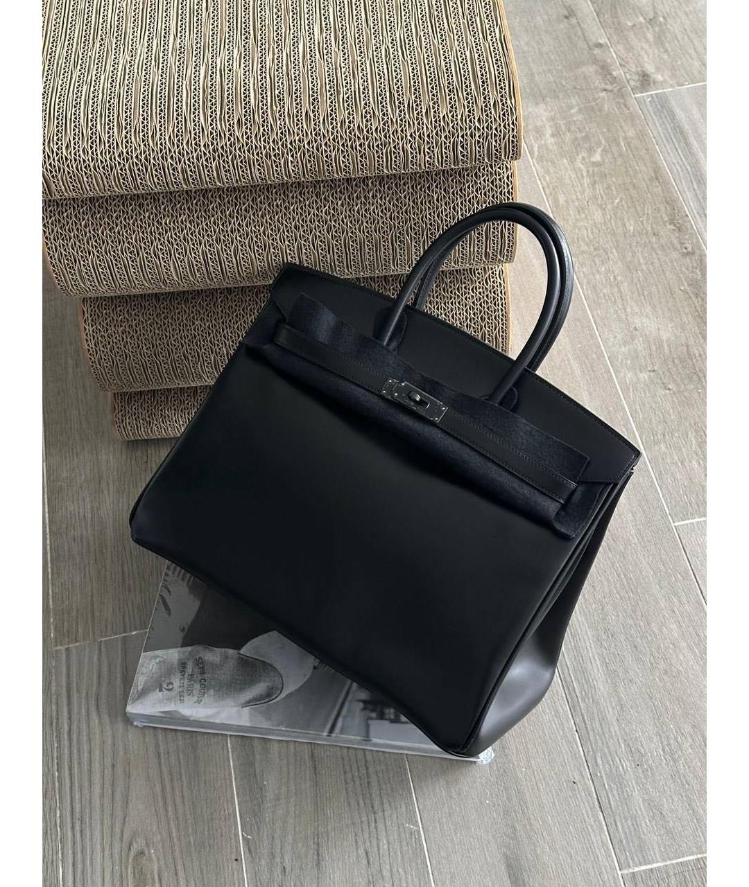 HERMES Черная кожаная сумка с короткими ручками, фото 2