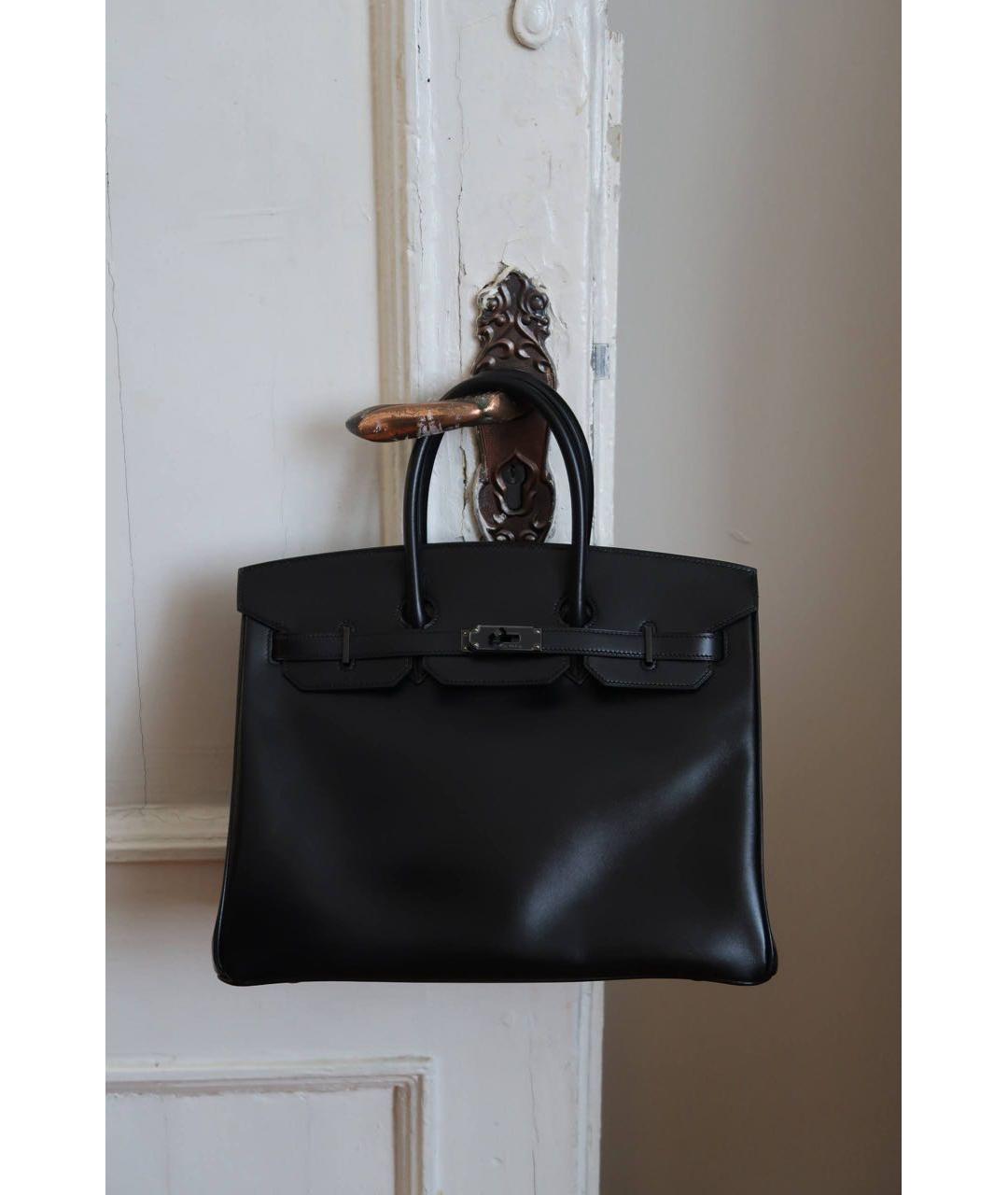 HERMES Черная кожаная сумка с короткими ручками, фото 5