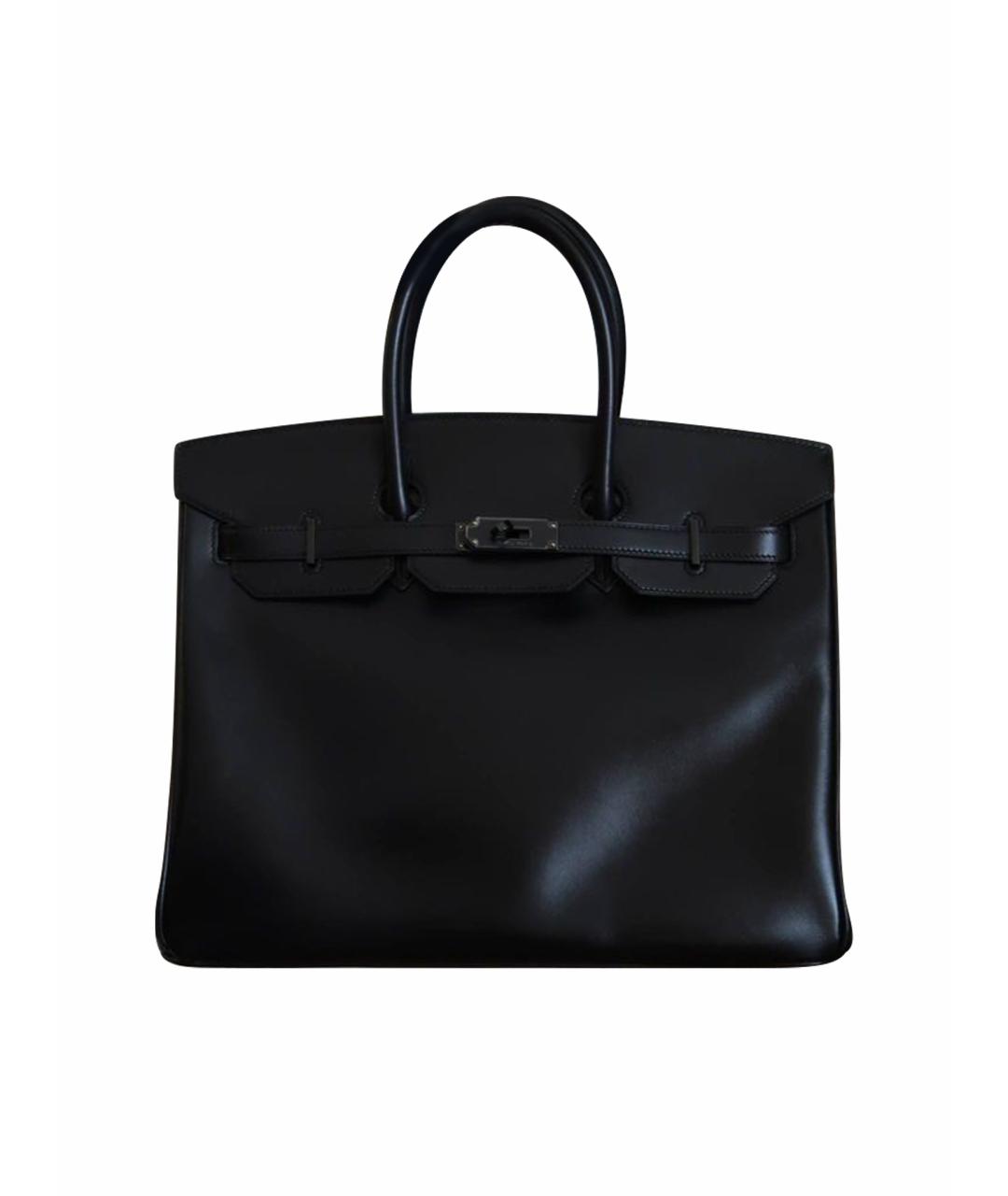 HERMES Черная кожаная сумка с короткими ручками, фото 1