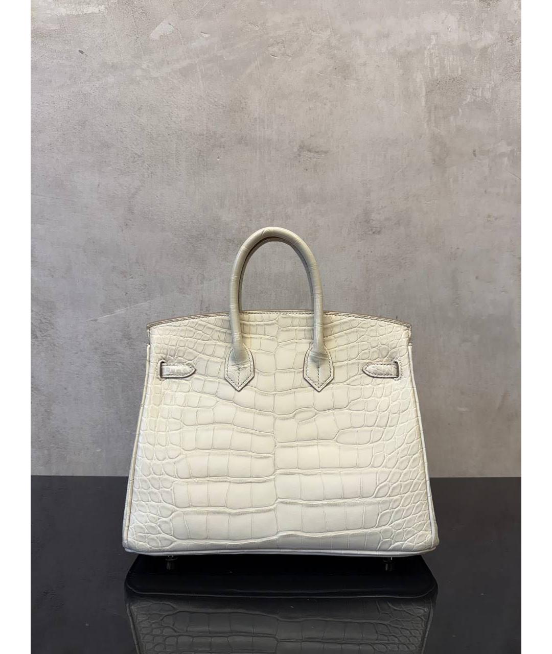 HERMES Белая сумка с короткими ручками из экзотической кожи, фото 4