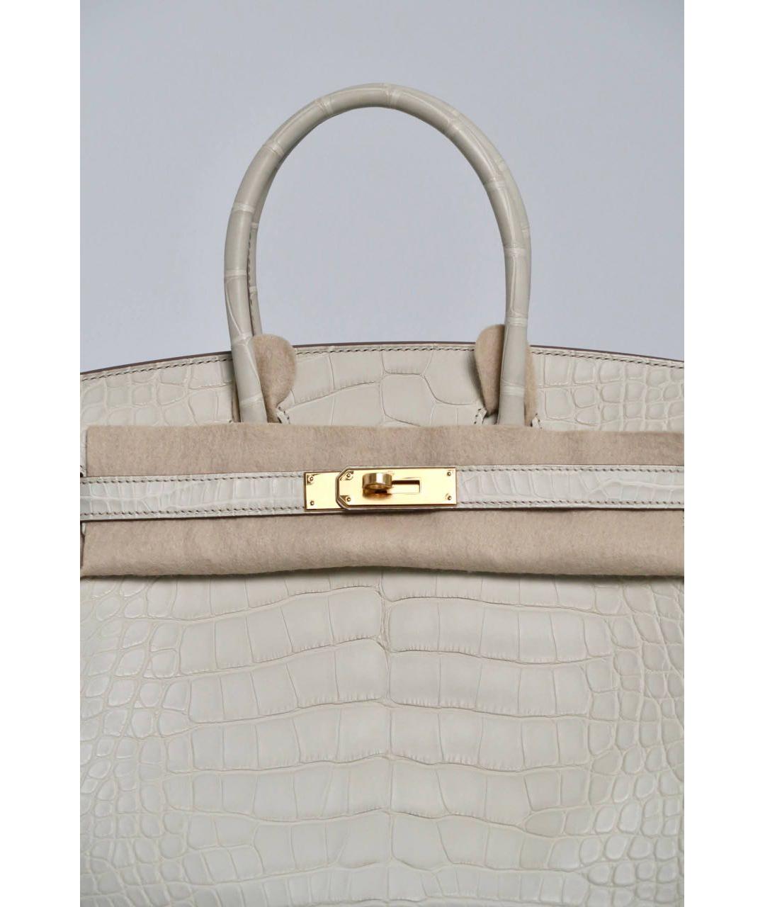 HERMES Бежевая сумка с короткими ручками из экзотической кожи, фото 6
