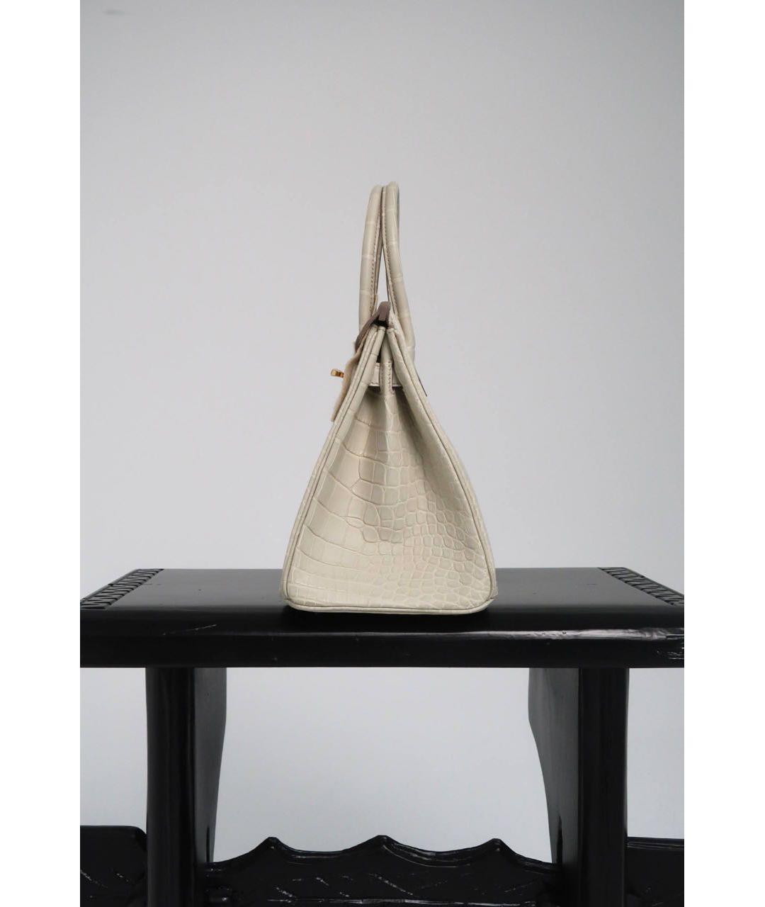 HERMES Бежевая сумка с короткими ручками из экзотической кожи, фото 5