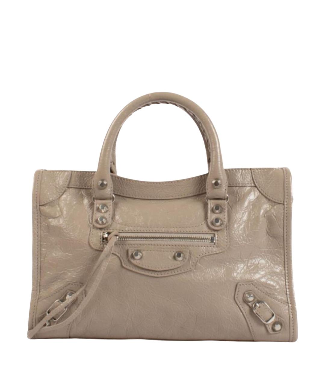 BALENCIAGA Бежевая кожаная сумка с короткими ручками, фото 1