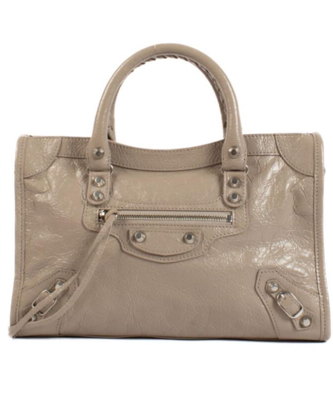 BALENCIAGA Бежевая кожаная сумка с короткими ручками, фото 9