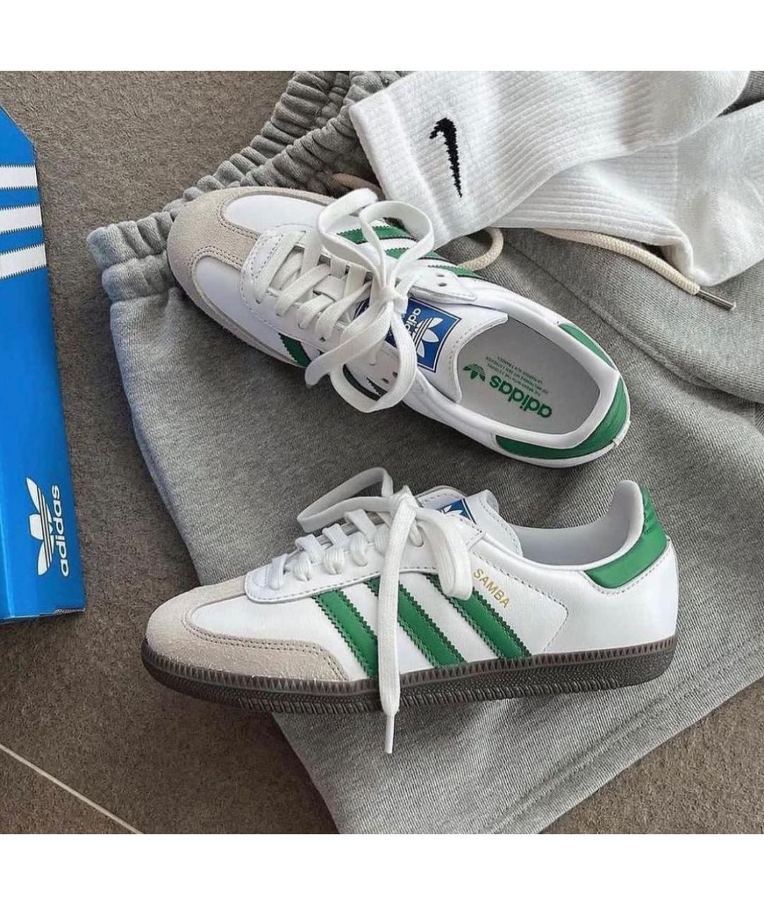 ADIDAS Зеленые кожаные кроссовки, фото 2