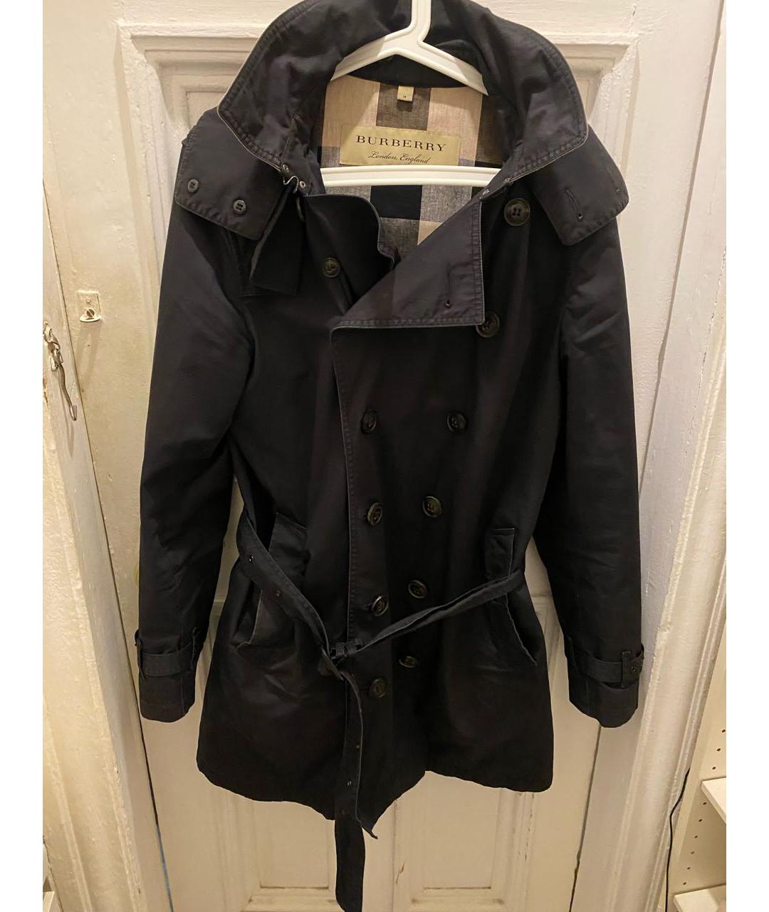 BURBERRY Черный хлопковый тренч / плащ, фото 4