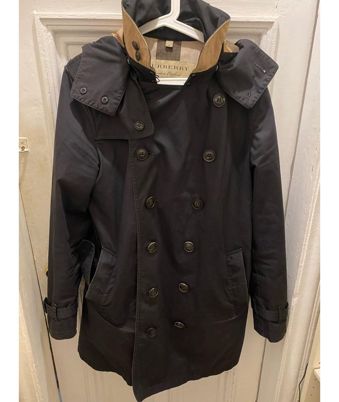 BURBERRY Черный хлопковый тренч / плащ, фото 5