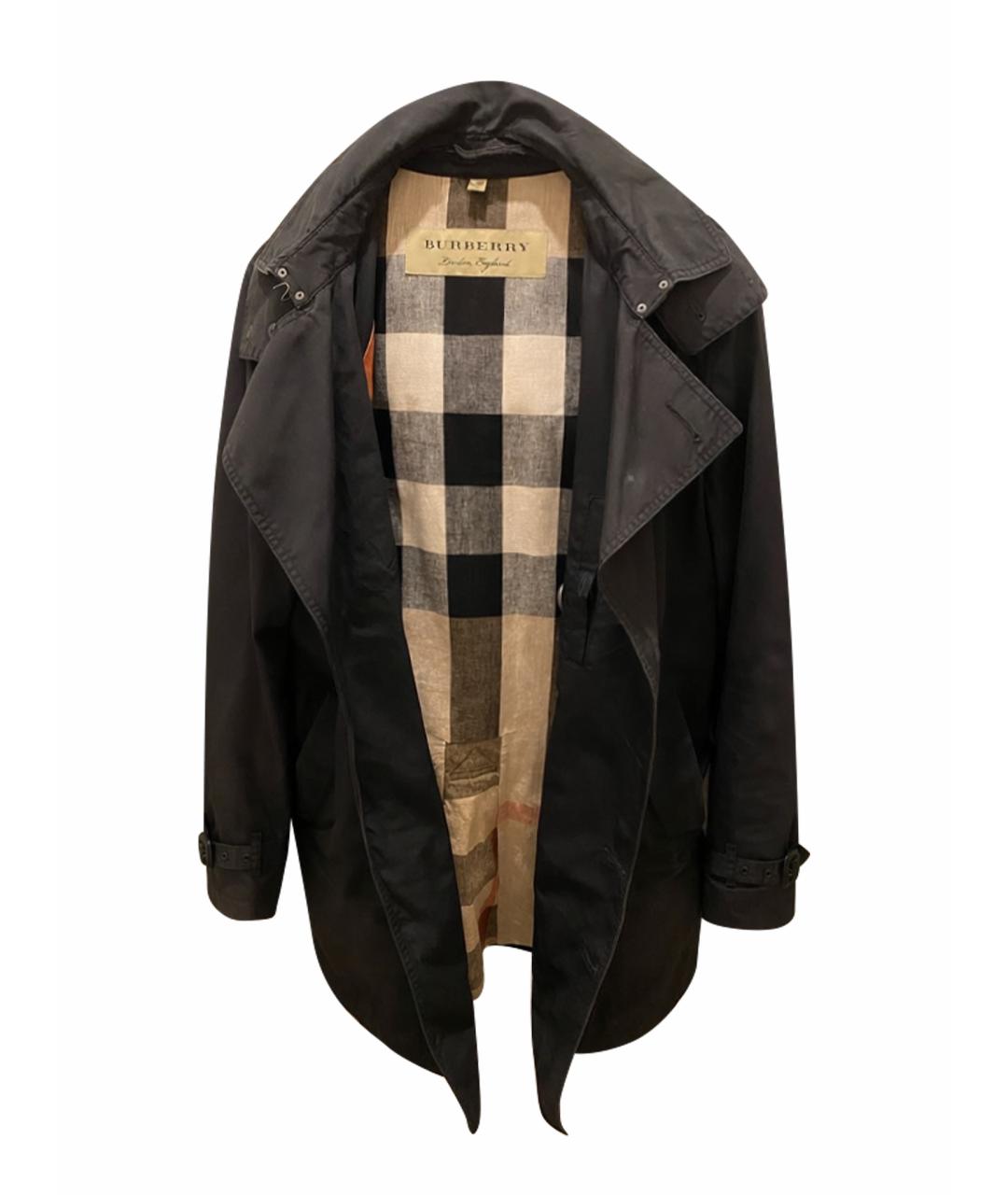 BURBERRY Черный хлопковый тренч / плащ, фото 1