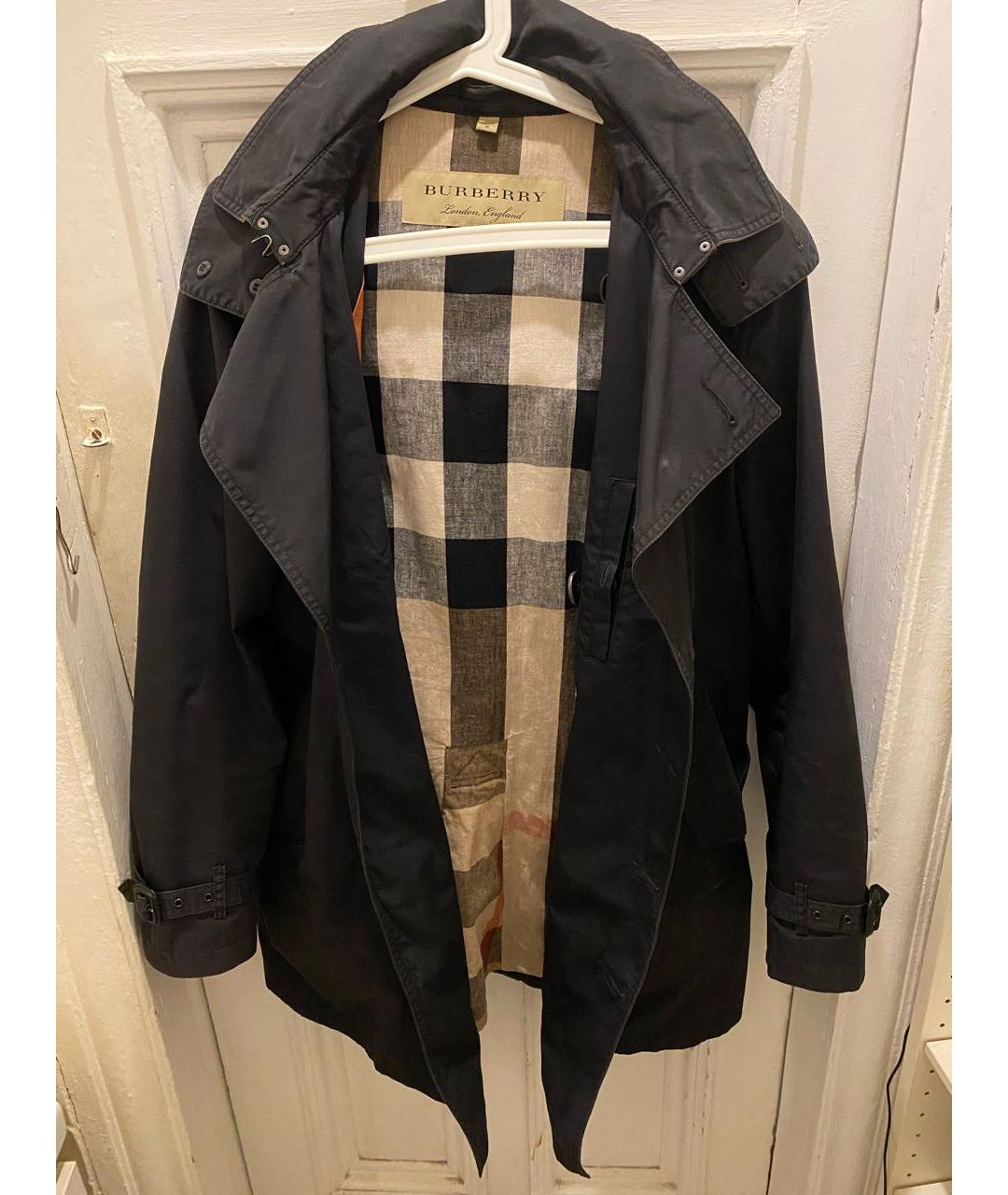 BURBERRY Черный хлопковый тренч / плащ, фото 7