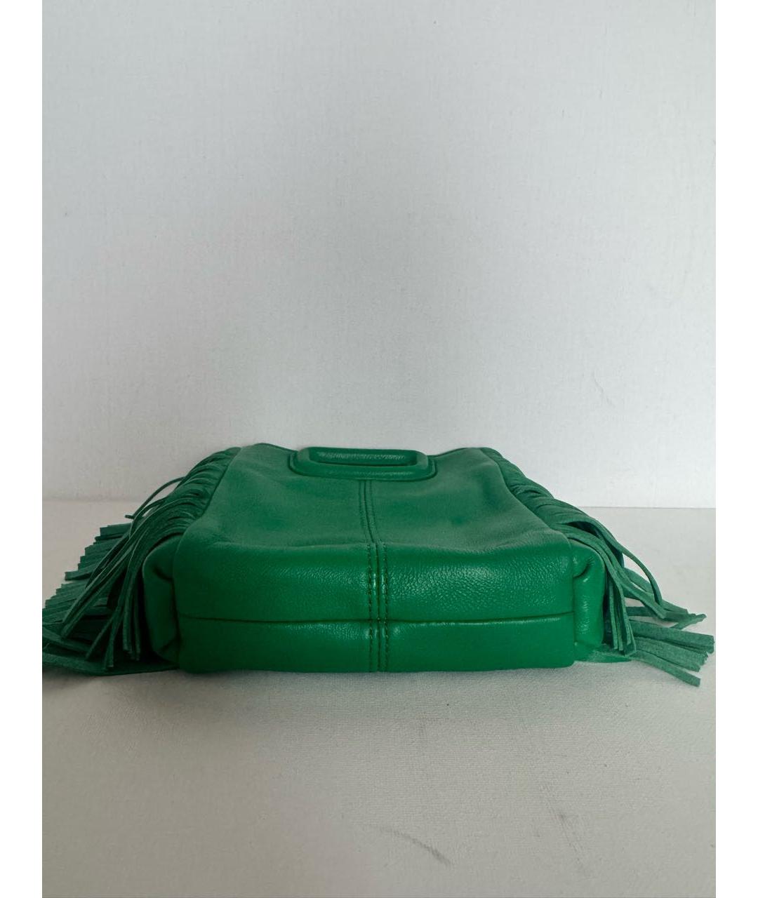 MAJE Зеленая кожаная сумка с короткими ручками, фото 5