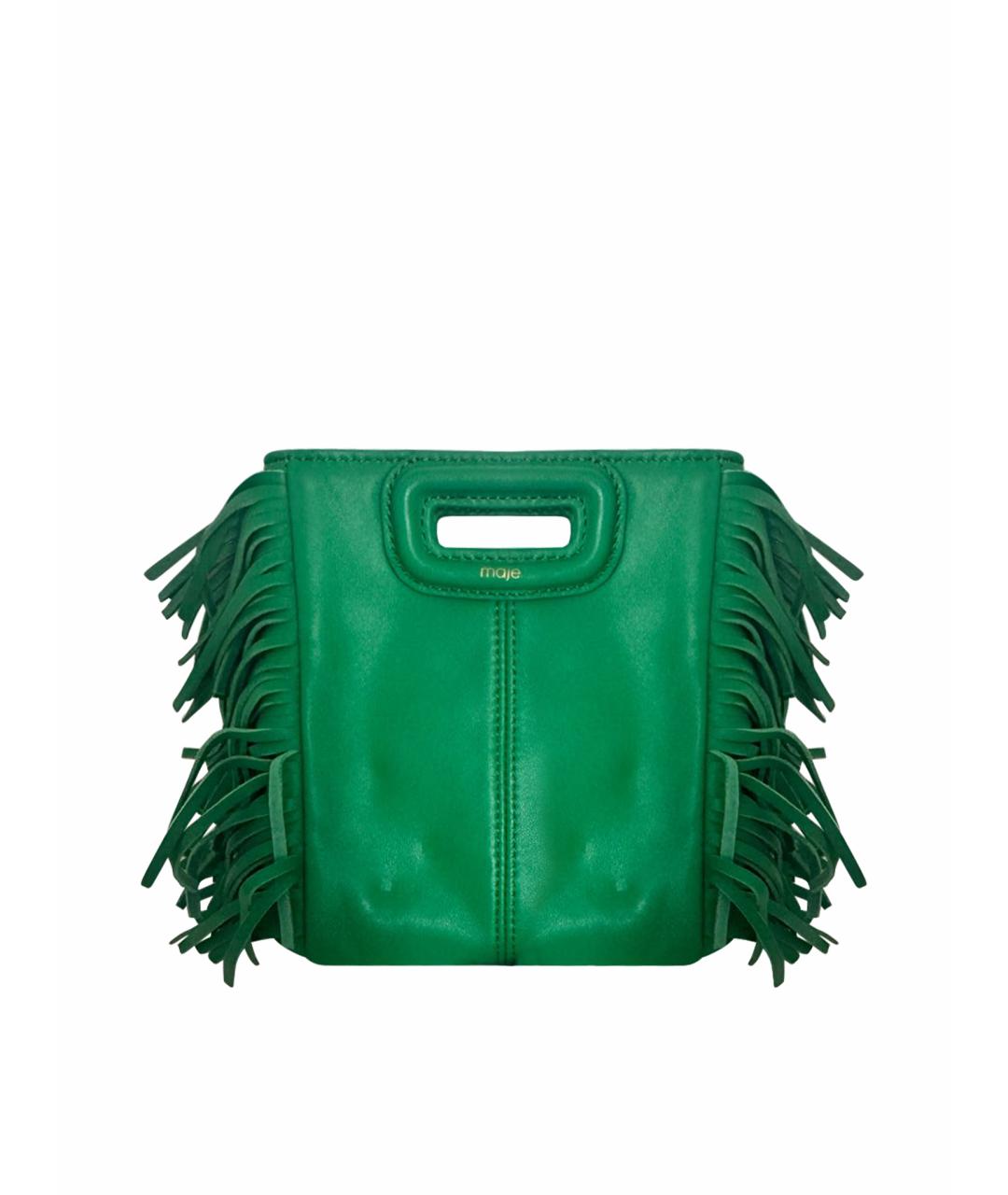 MAJE Зеленая кожаная сумка с короткими ручками, фото 1