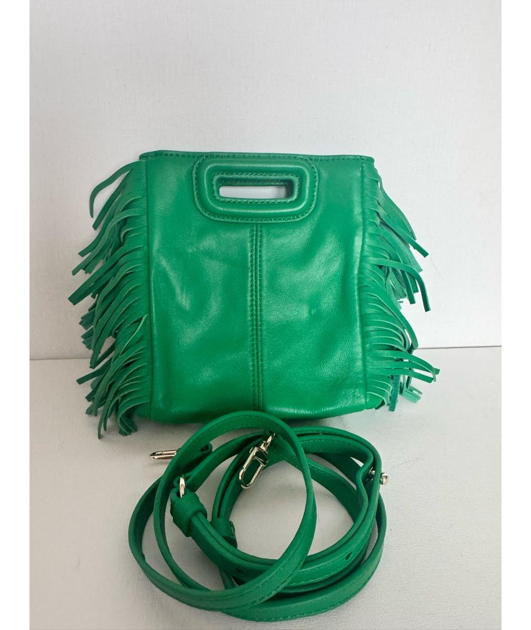 MAJE Зеленая кожаная сумка с короткими ручками, фото 2
