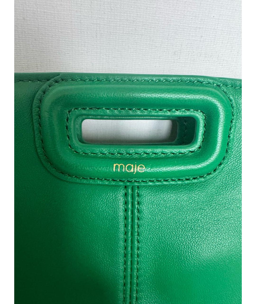 MAJE Зеленая кожаная сумка с короткими ручками, фото 3