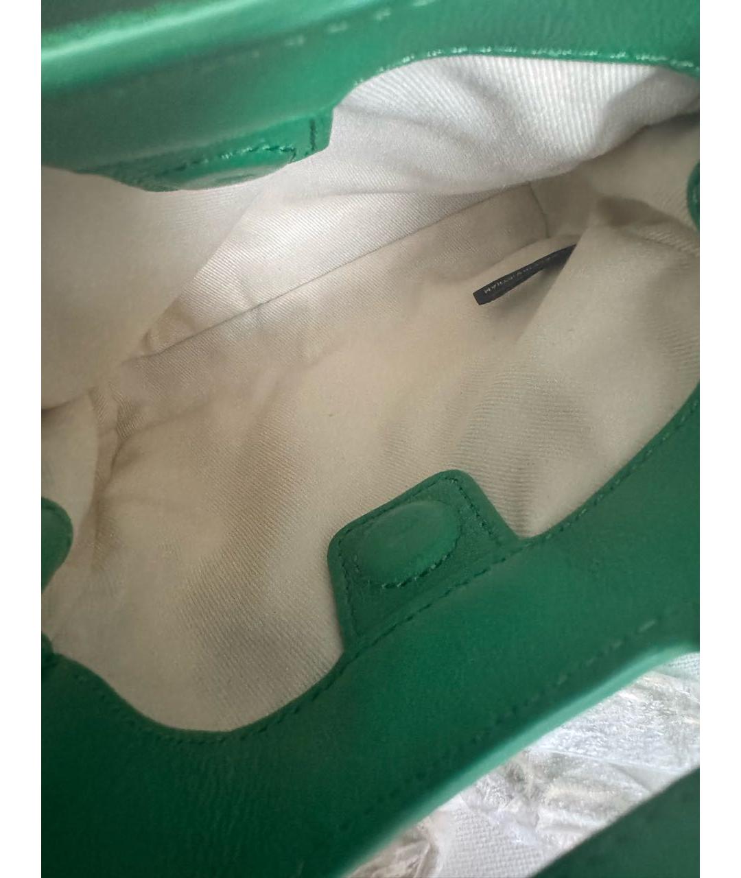 MAJE Зеленая кожаная сумка с короткими ручками, фото 4