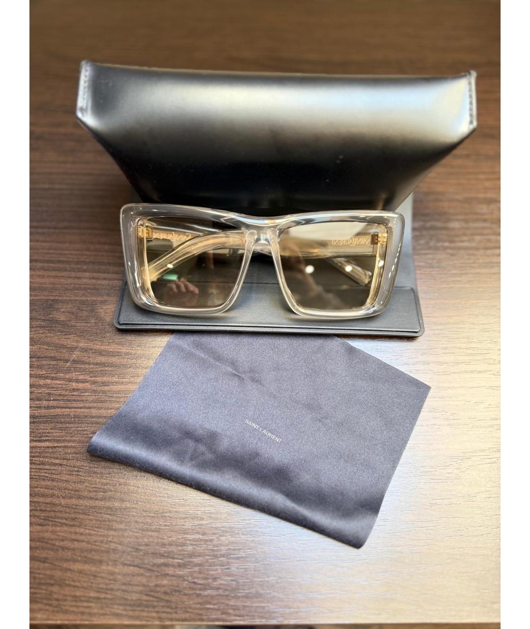 SAINT LAURENT Бежевые солнцезащитные очки, фото 2