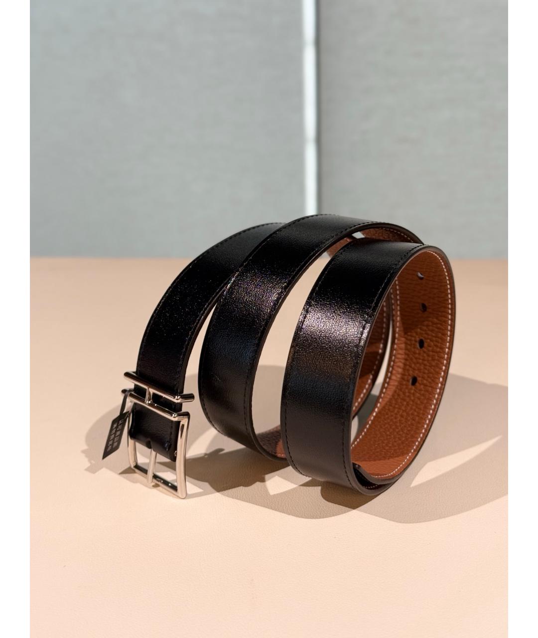 HERMES Черный кожаный ремень, фото 3