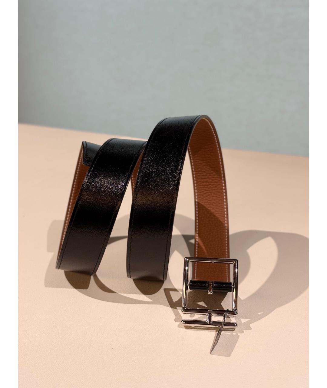 HERMES Черный кожаный ремень, фото 4