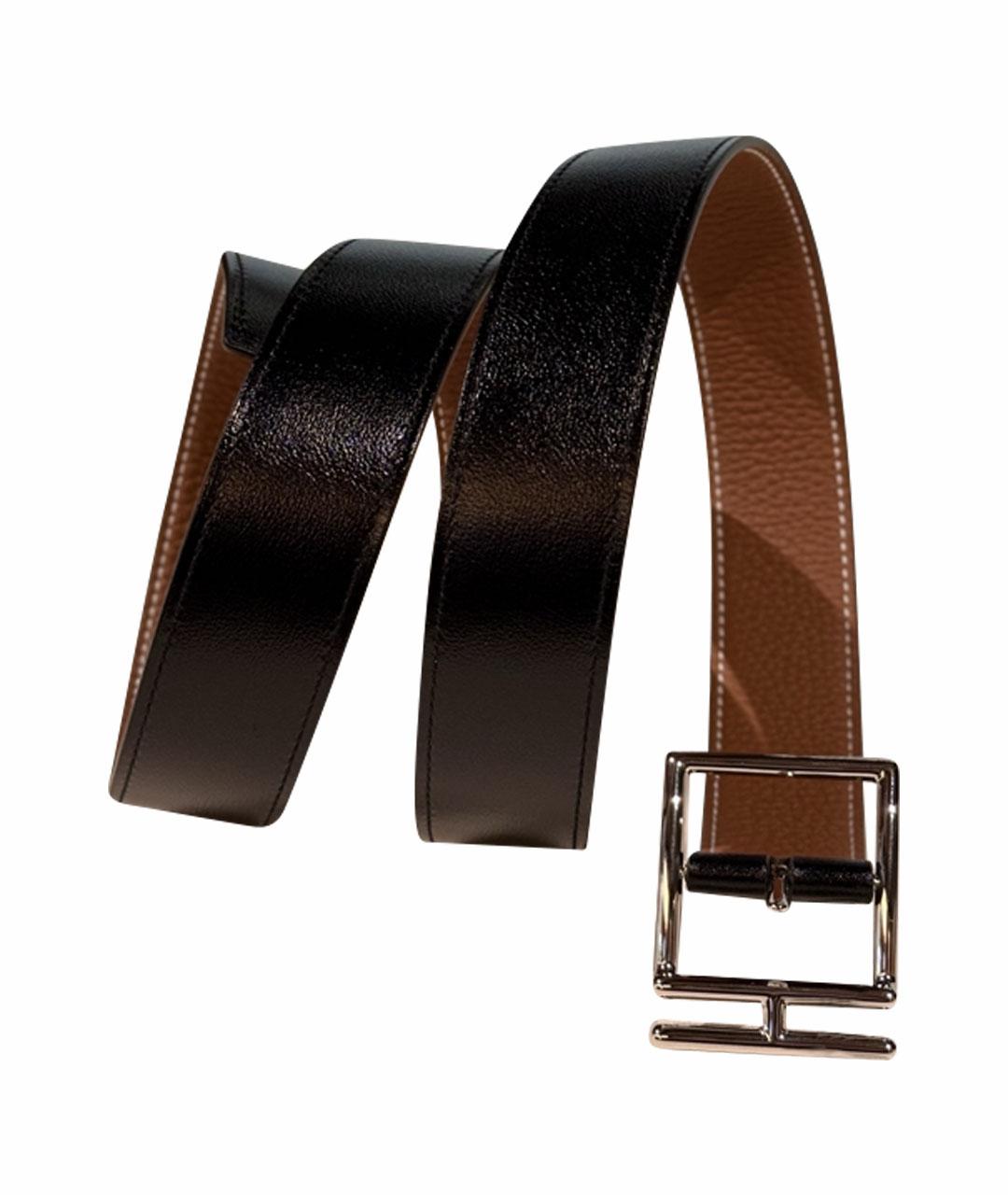 HERMES Черный кожаный ремень, фото 1