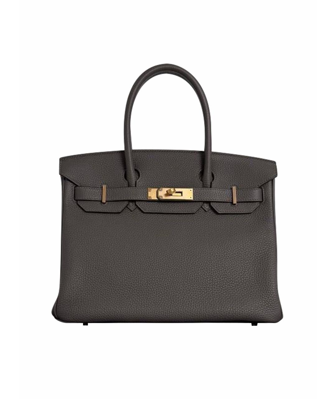 HERMES Серая кожаная сумка с короткими ручками, фото 1