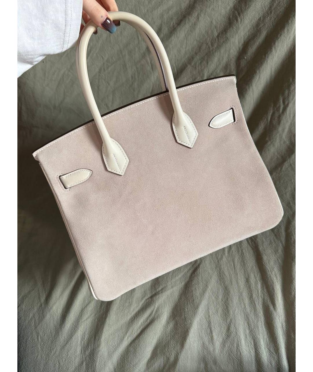 HERMES Белая кожаная сумка с короткими ручками, фото 4