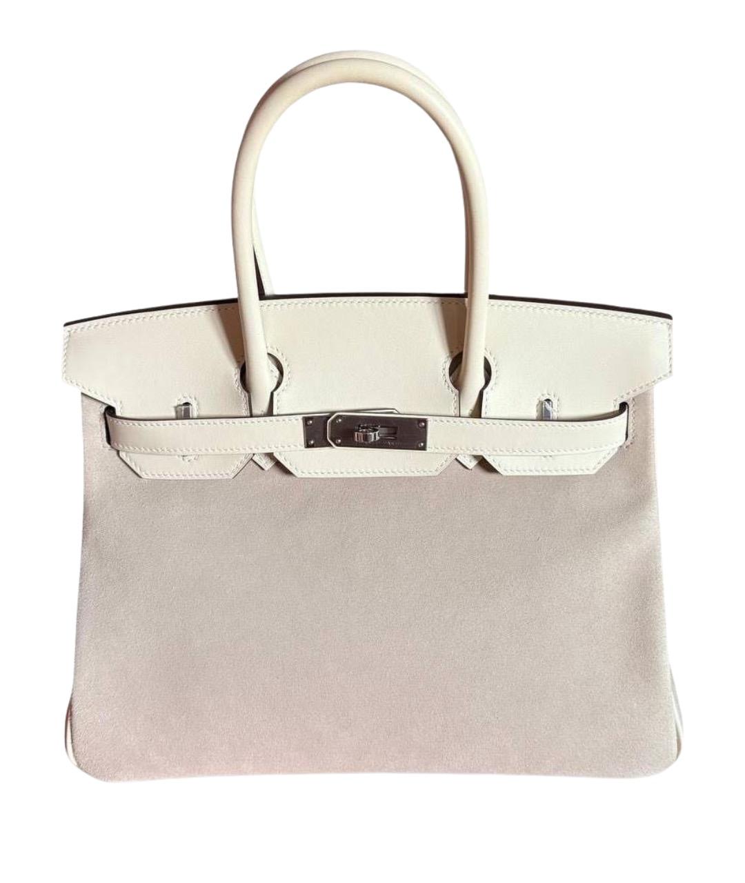 HERMES Белая кожаная сумка с короткими ручками, фото 1