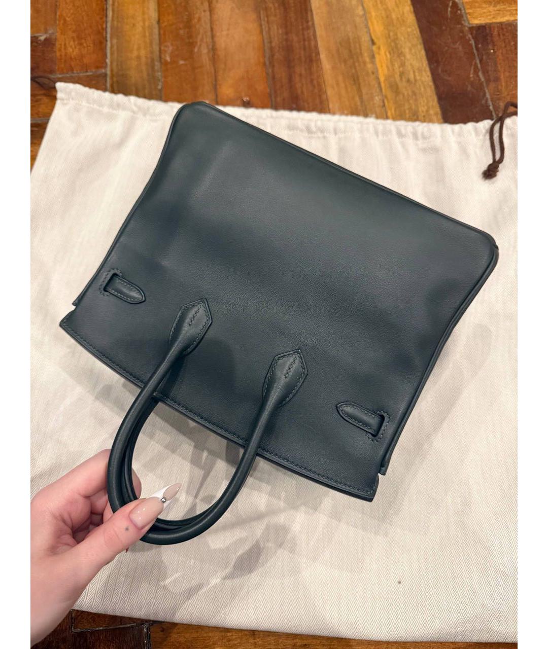 HERMES Антрацитовая кожаная сумка с короткими ручками, фото 3