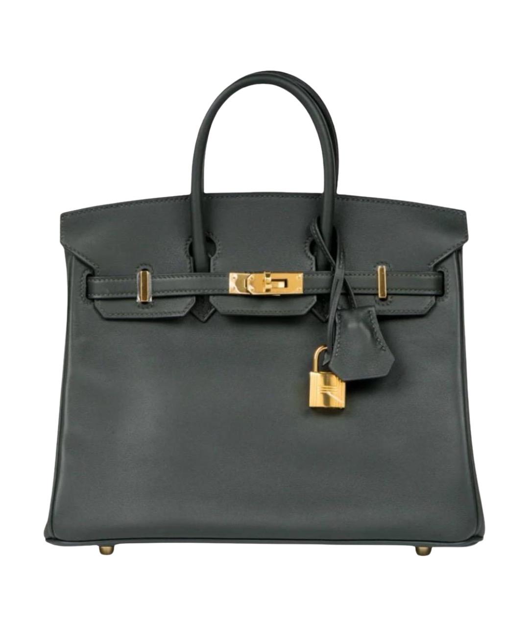 HERMES Антрацитовая кожаная сумка с короткими ручками, фото 1