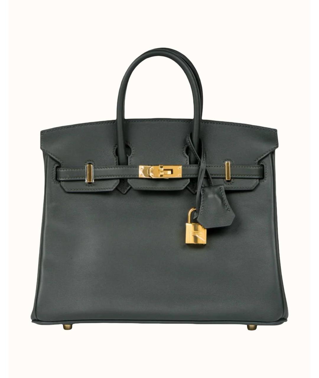 HERMES Антрацитовая кожаная сумка с короткими ручками, фото 5