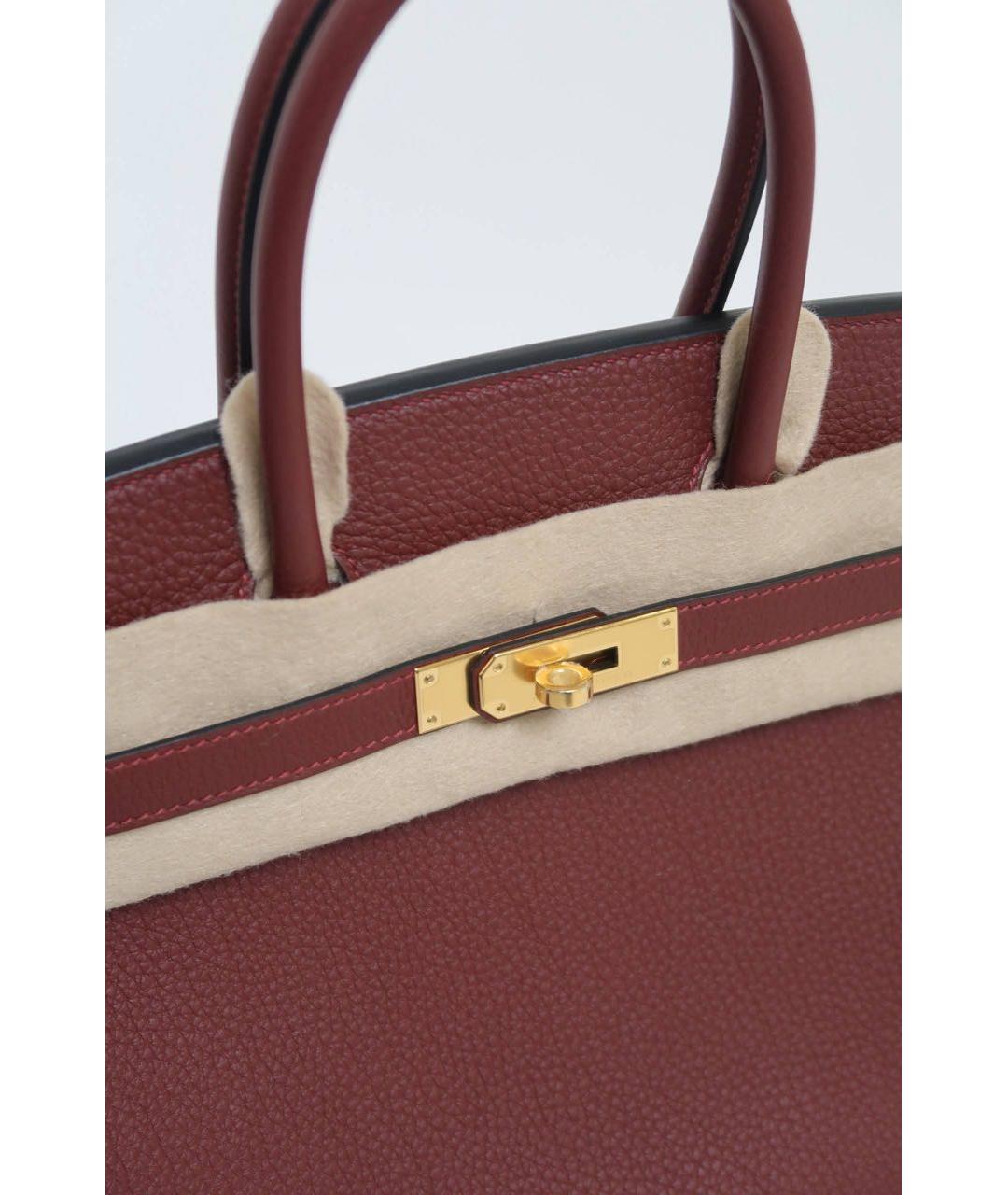 HERMES Бордовая кожаная сумка с короткими ручками, фото 3