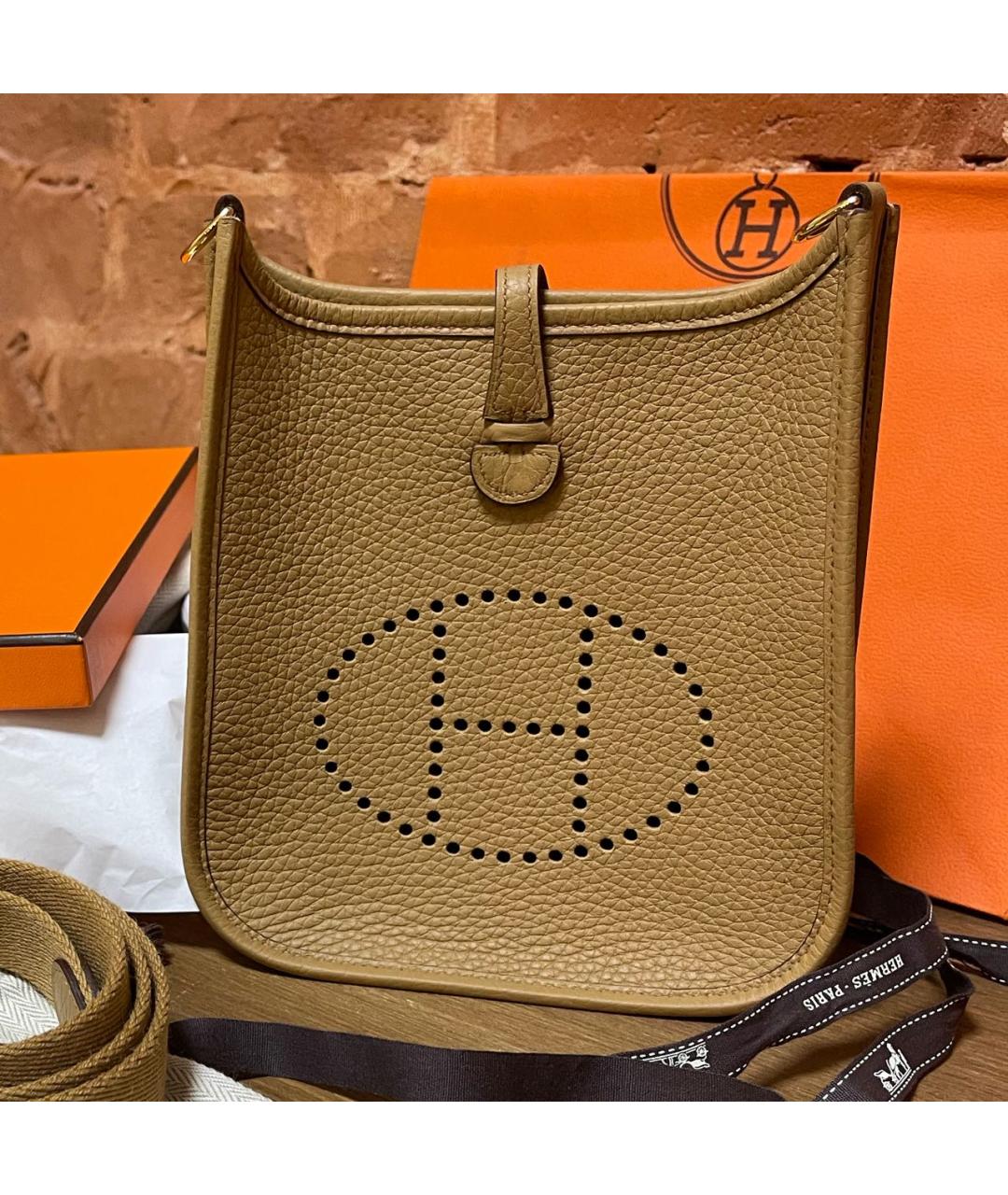 HERMES Коричневая кожаная сумка через плечо, фото 7