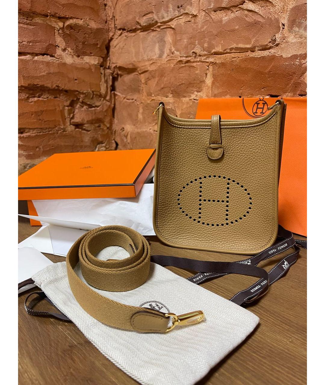 HERMES Коричневая кожаная сумка через плечо, фото 6