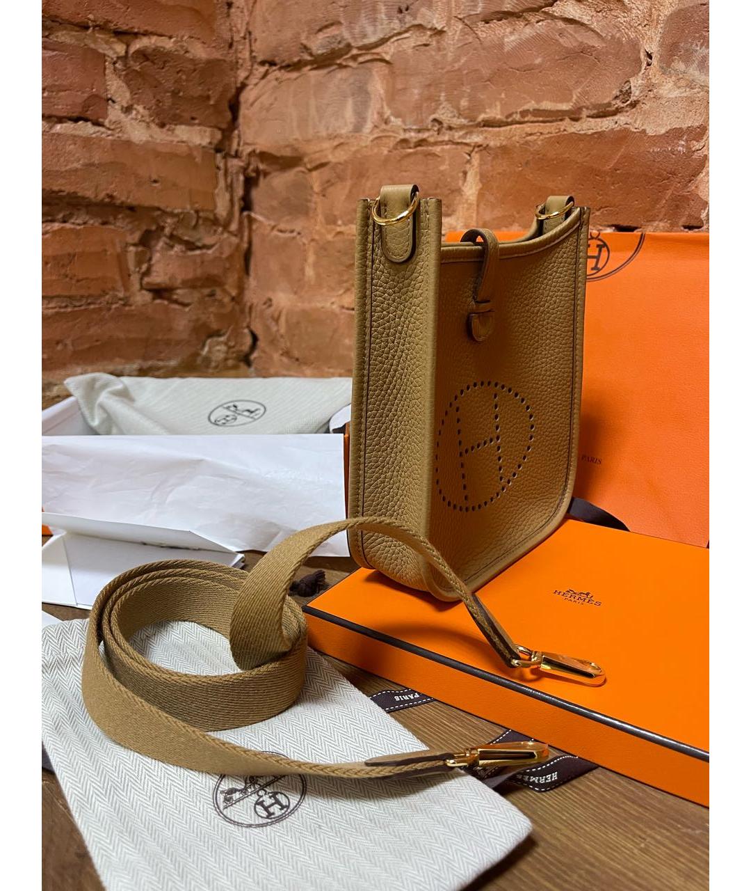 HERMES Коричневая кожаная сумка через плечо, фото 3