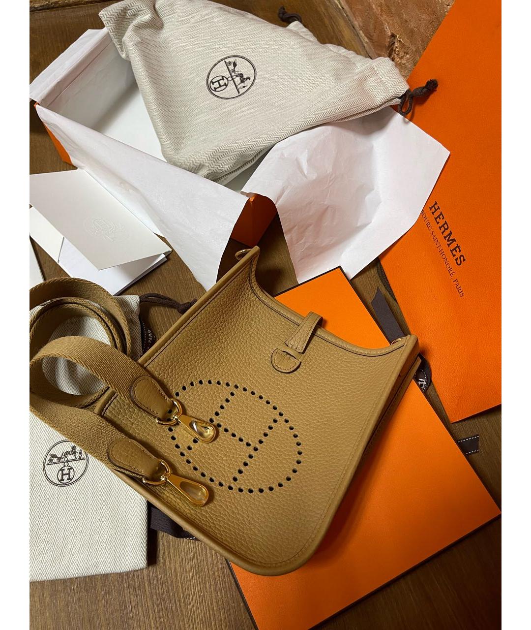 HERMES Коричневая кожаная сумка через плечо, фото 4