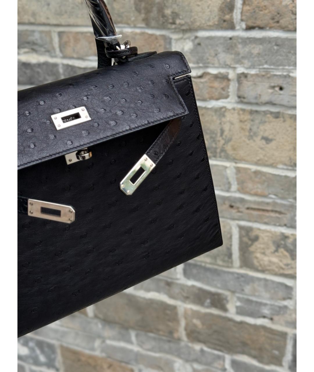 HERMES Черная сумка с короткими ручками из экзотической кожи, фото 8