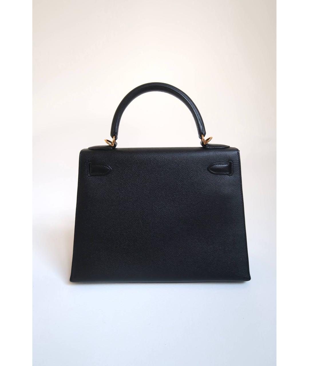 HERMES Черная кожаная сумка с короткими ручками, фото 3