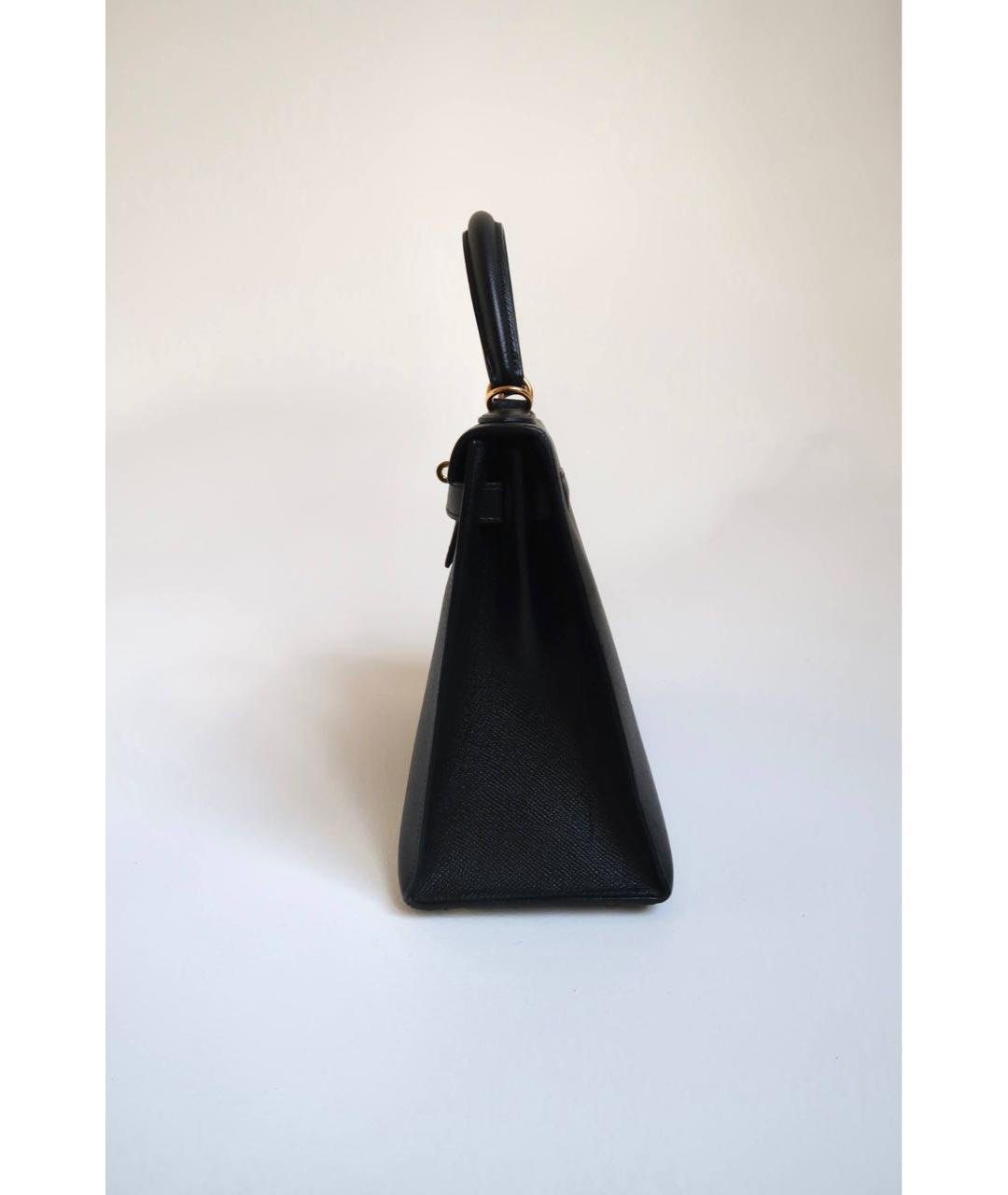 HERMES Черная кожаная сумка с короткими ручками, фото 2