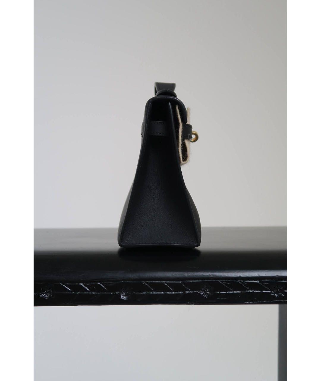 HERMES Черная кожаная сумка с короткими ручками, фото 3