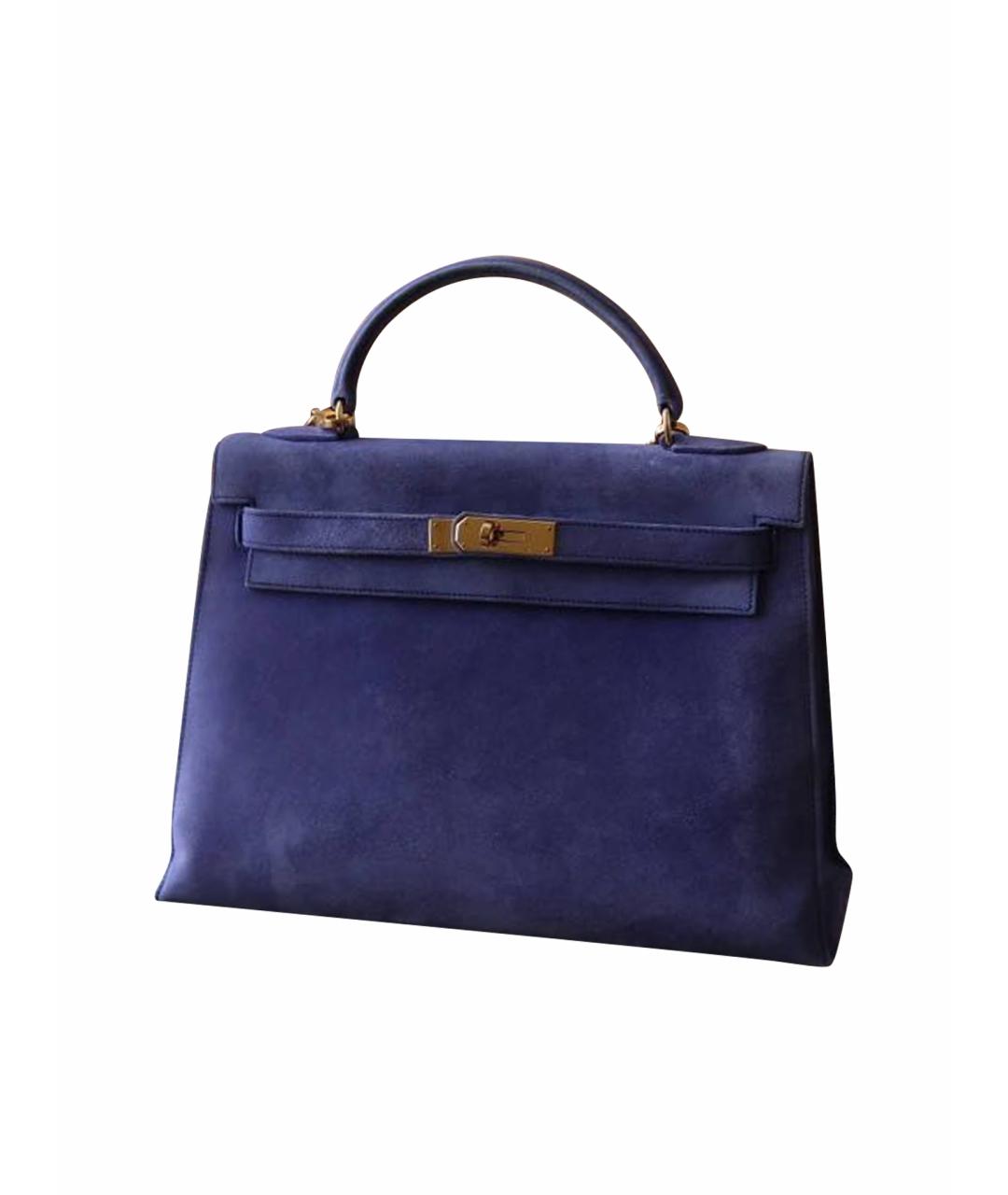 HERMES Фиолетовая замшевая сумка с короткими ручками, фото 1