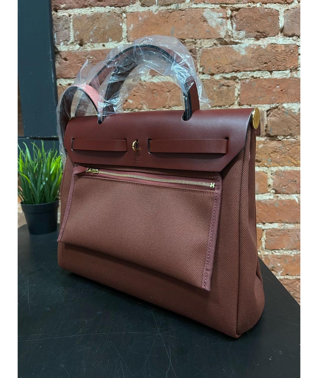 HERMES Бордовая тканевая сумка через плечо, фото 2