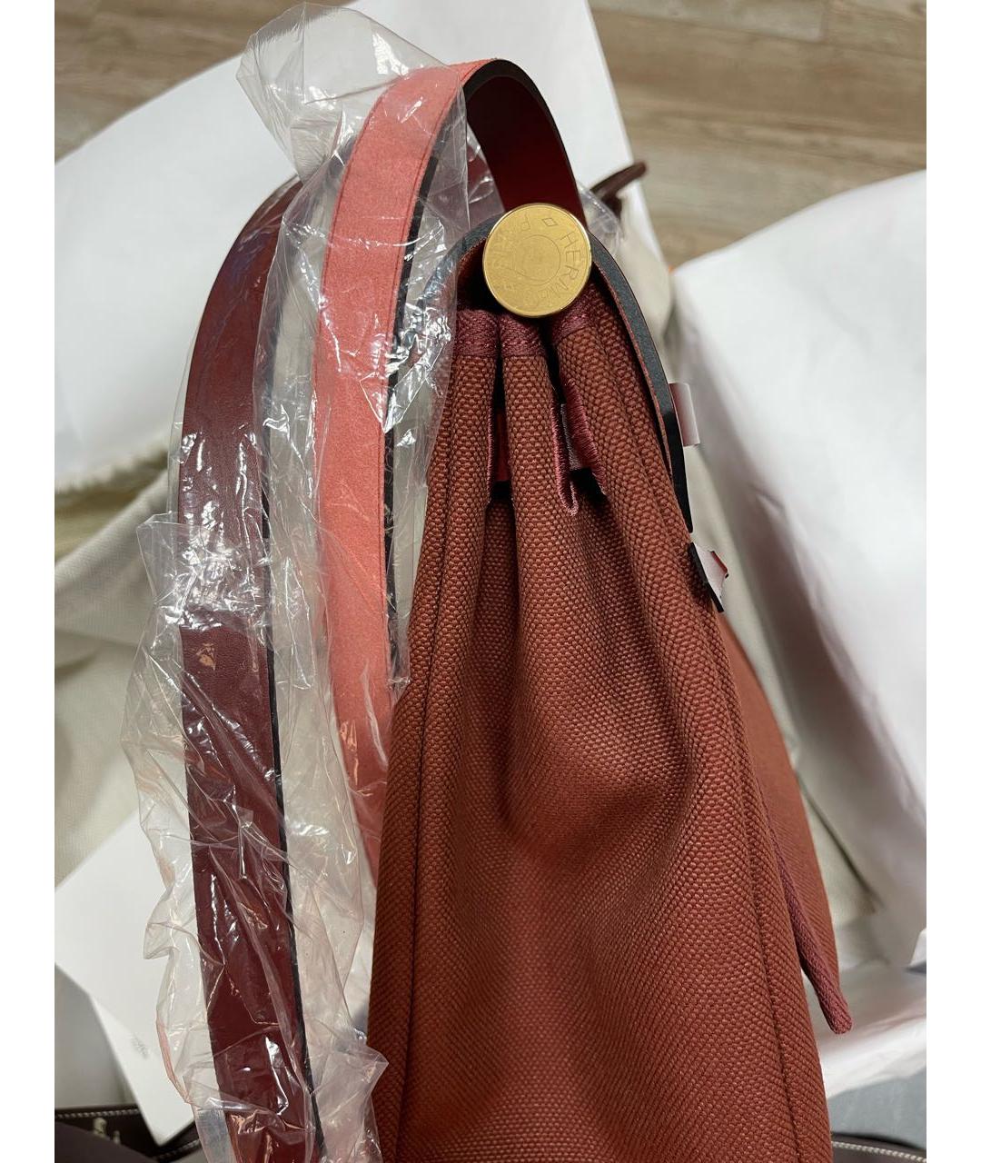 HERMES Бордовая тканевая сумка через плечо, фото 5