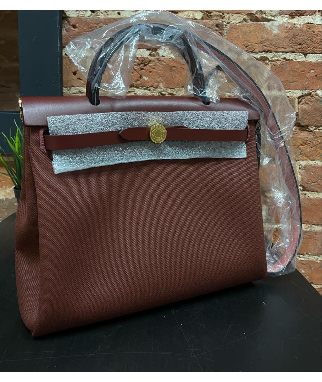 HERMES Бордовая тканевая сумка через плечо, фото 7