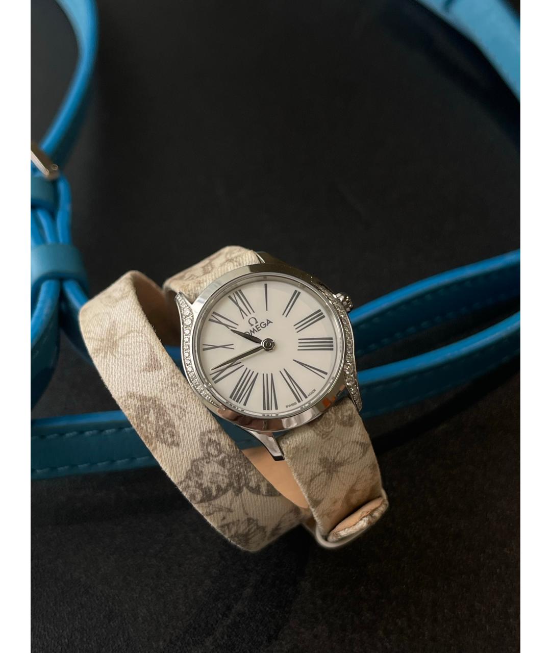 OMEGA Белые металлические часы, фото 8
