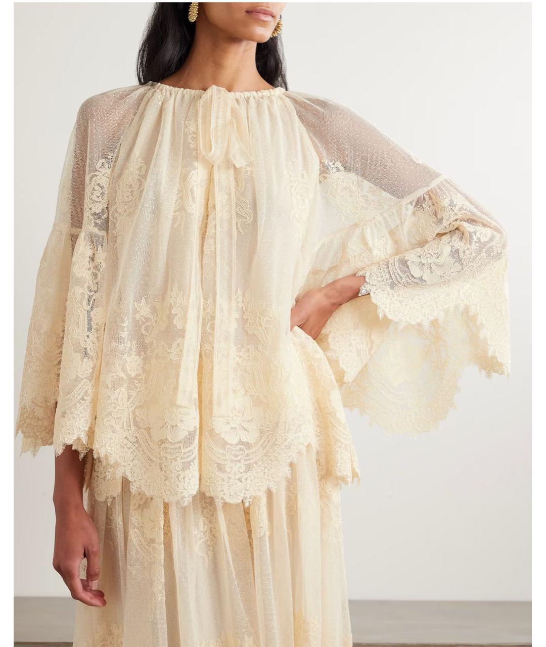ZIMMERMANN Бежевая кружевная блузы, фото 6