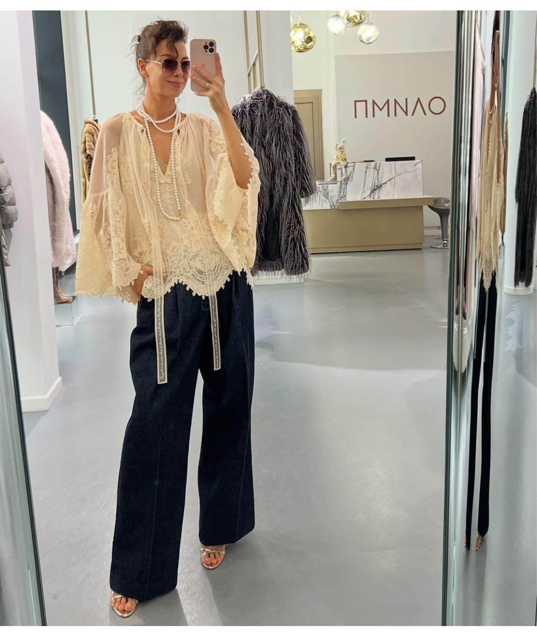 ZIMMERMANN Бежевая кружевная блузы, фото 4