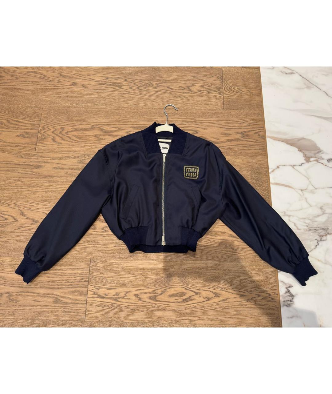 MIU MIU Темно-синий шерстяной кардиган, фото 5