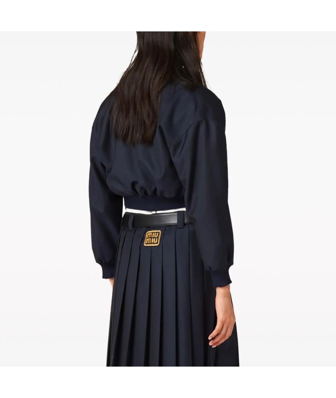 MIU MIU Темно-синий шерстяной кардиган, фото 4