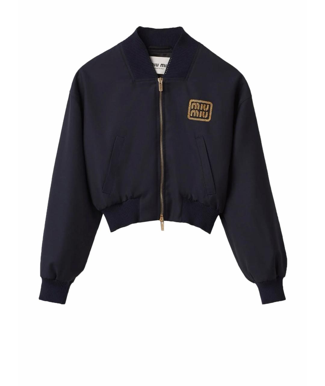 MIU MIU Темно-синий шерстяной кардиган, фото 1