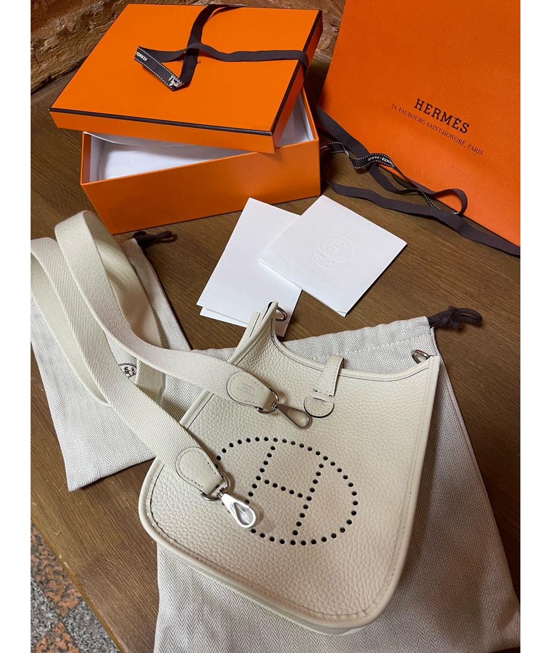 HERMES Белая кожаная сумка через плечо, фото 6