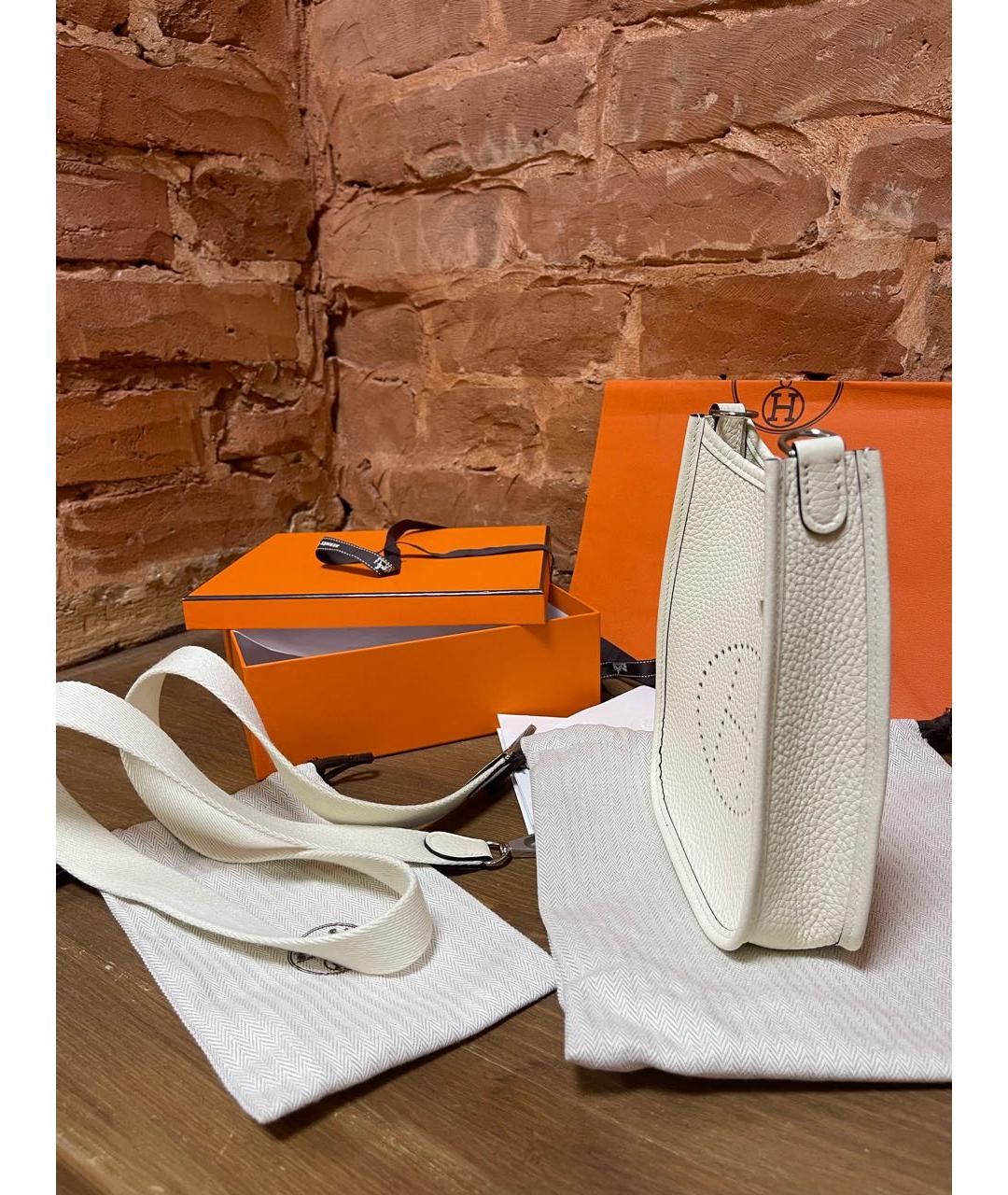 HERMES Белая кожаная сумка через плечо, фото 2